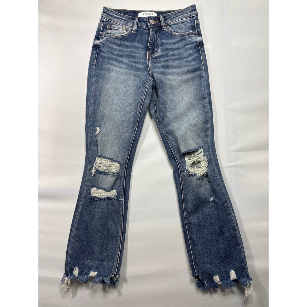 Lovervet by Vervet Women's Distressed Straight Crop Denim Jeans - 0/24 (24x25)